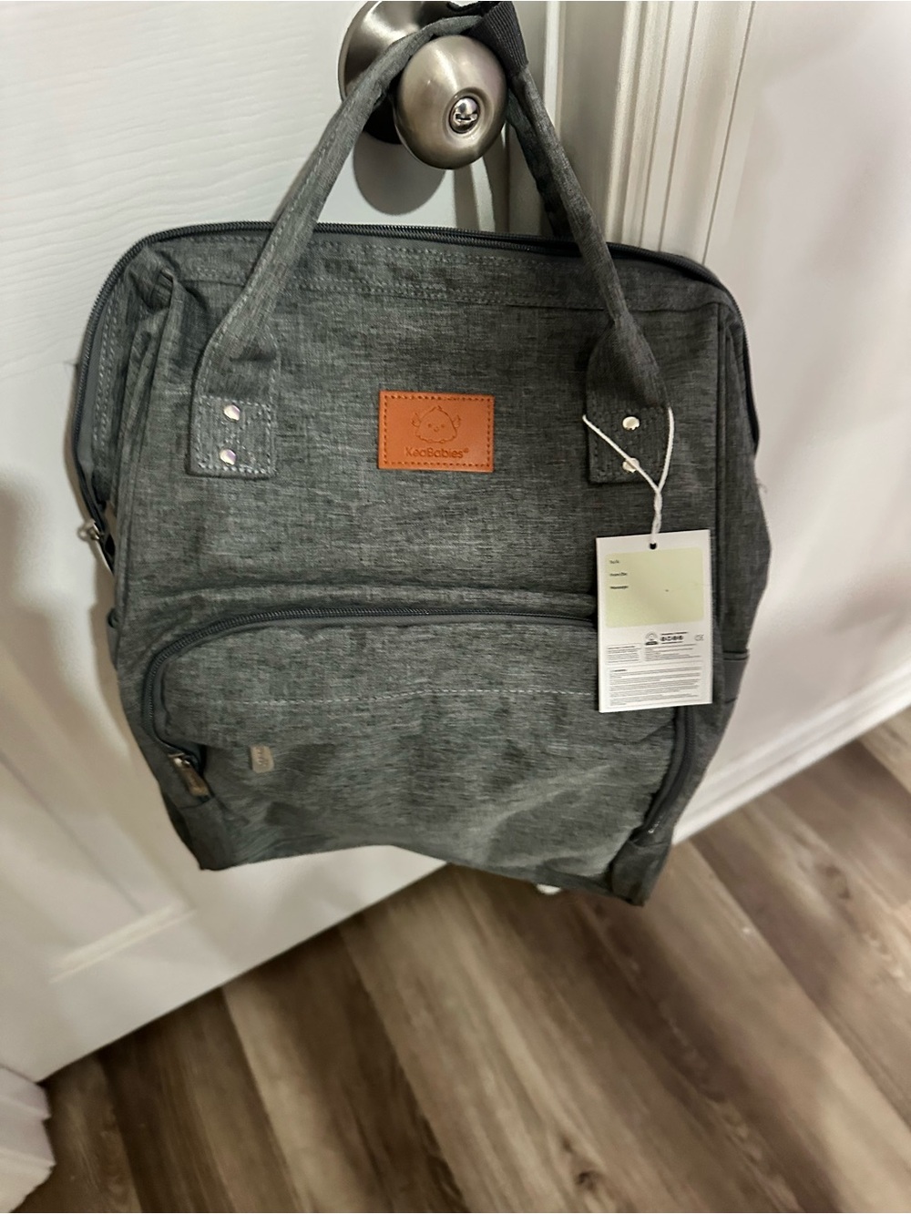 KeaBabies Gray Diaper Bag with Changing Pad